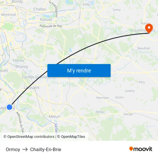 Ormoy to Chailly-En-Brie map