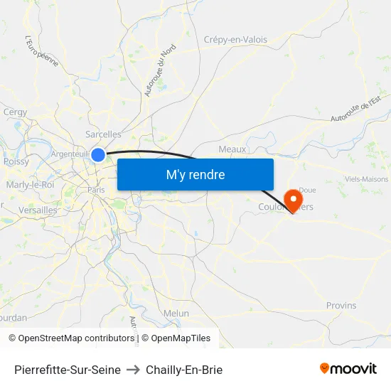 Pierrefitte-Sur-Seine to Chailly-En-Brie map