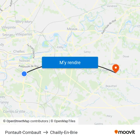 Pontault-Combault to Chailly-En-Brie map