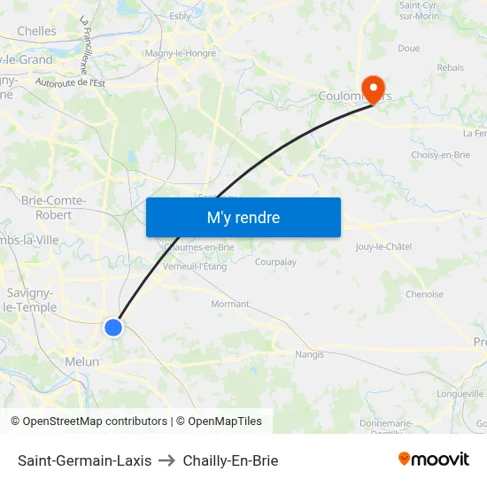 Saint-Germain-Laxis to Chailly-En-Brie map