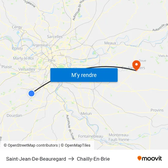 Saint-Jean-De-Beauregard to Chailly-En-Brie map