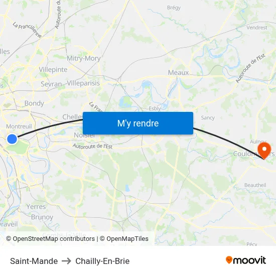 Saint-Mande to Chailly-En-Brie map
