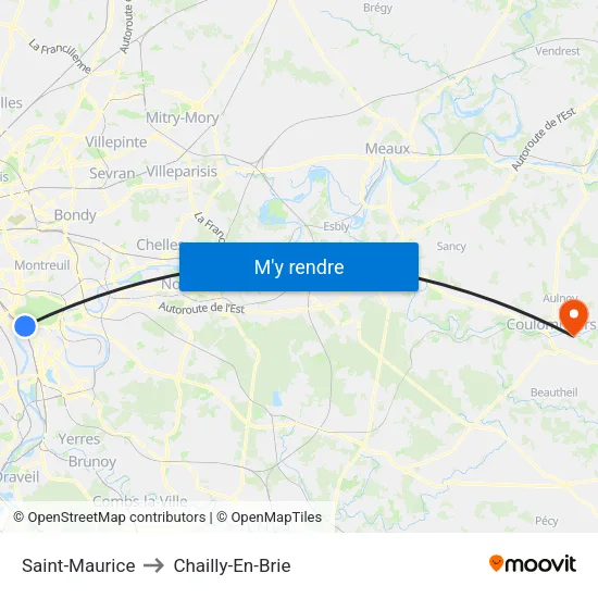 Saint-Maurice to Chailly-En-Brie map