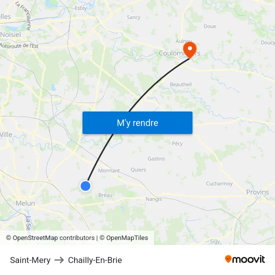 Saint-Mery to Chailly-En-Brie map