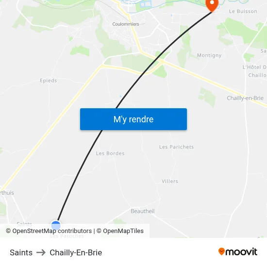 Saints to Chailly-En-Brie map