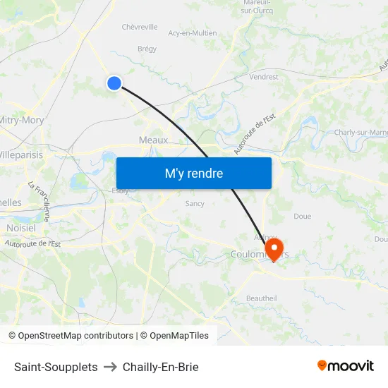 Saint-Soupplets to Chailly-En-Brie map