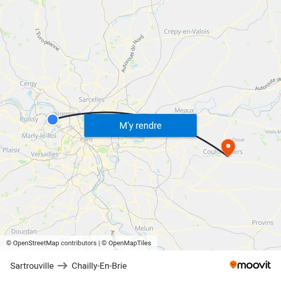 Sartrouville to Chailly-En-Brie map