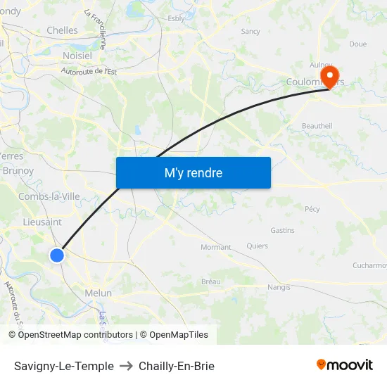 Savigny-Le-Temple to Chailly-En-Brie map