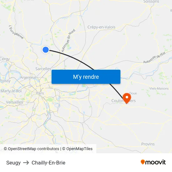Seugy to Chailly-En-Brie map