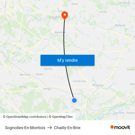 Sognolles-En-Montois to Chailly-En-Brie map