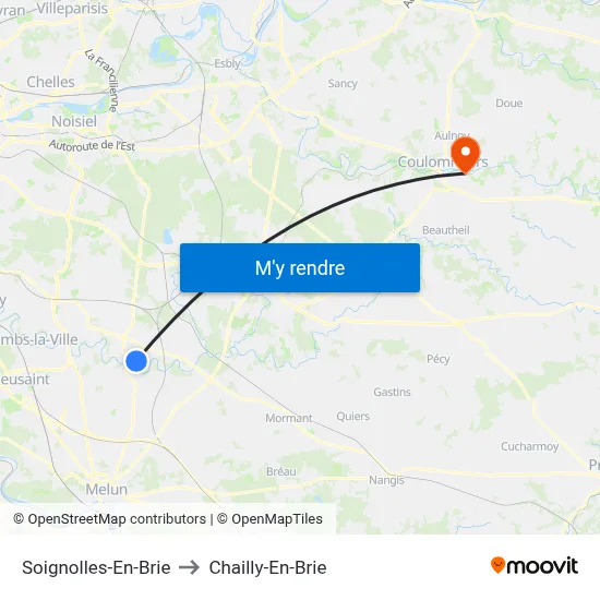 Soignolles-En-Brie to Chailly-En-Brie map