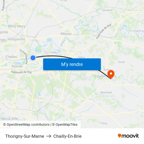 Thorigny-Sur-Marne to Chailly-En-Brie map