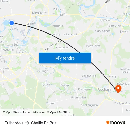 Trilbardou to Chailly-En-Brie map