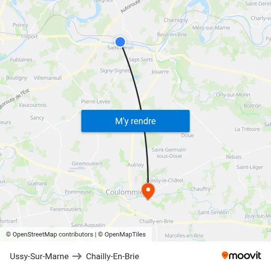 Ussy-Sur-Marne to Chailly-En-Brie map