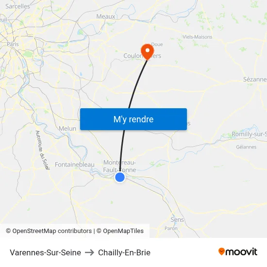 Varennes-Sur-Seine to Chailly-En-Brie map