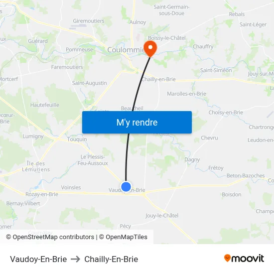 Vaudoy-En-Brie to Chailly-En-Brie map