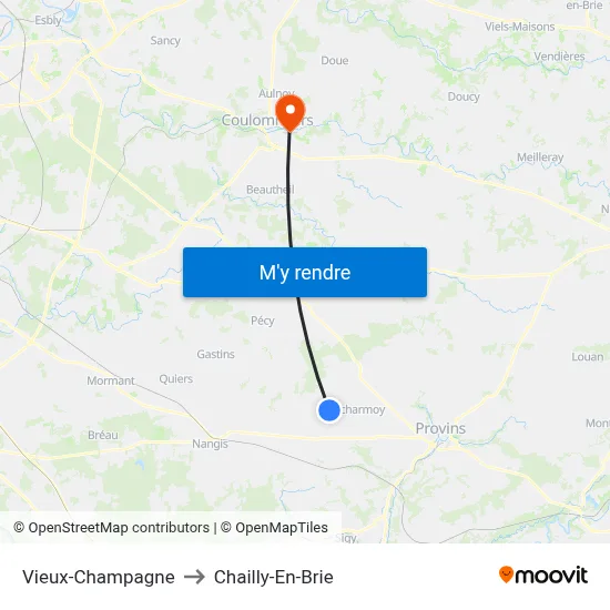 Vieux-Champagne to Chailly-En-Brie map