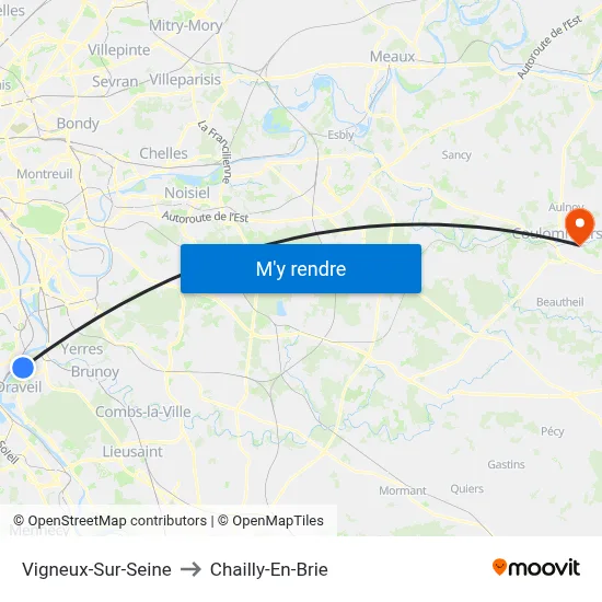 Vigneux-Sur-Seine to Chailly-En-Brie map