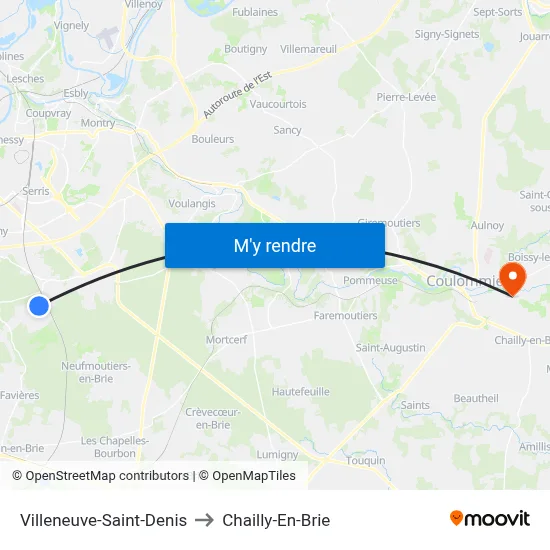 Villeneuve-Saint-Denis to Chailly-En-Brie map