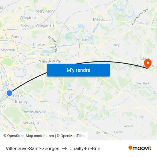 Villeneuve-Saint-Georges to Chailly-En-Brie map