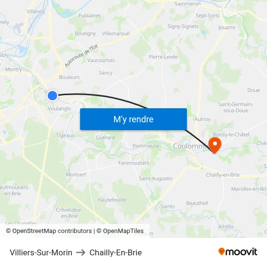 Villiers-Sur-Morin to Chailly-En-Brie map