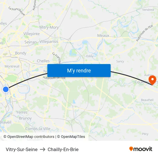 Vitry-Sur-Seine to Chailly-En-Brie map