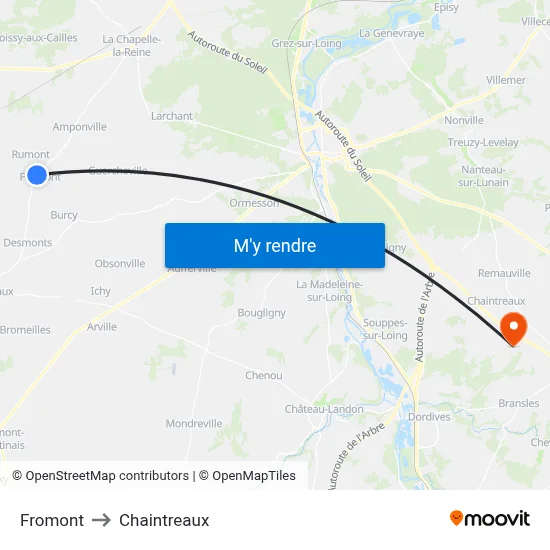 Fromont to Chaintreaux map