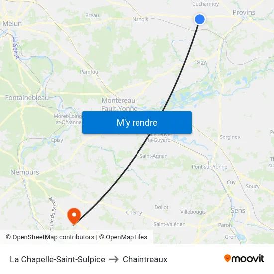 La Chapelle-Saint-Sulpice to Chaintreaux map