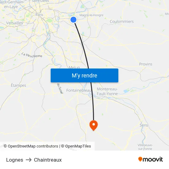 Lognes to Chaintreaux map
