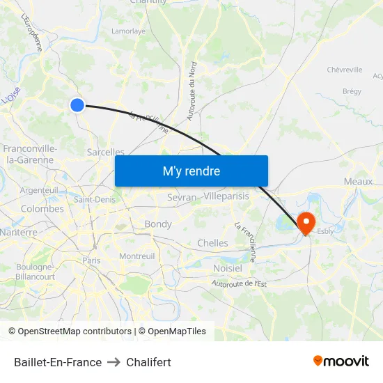 Baillet-En-France to Chalifert map