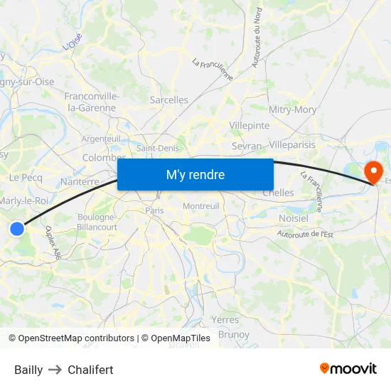 Bailly to Chalifert map