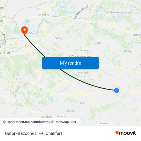 Beton-Bazoches to Chalifert map