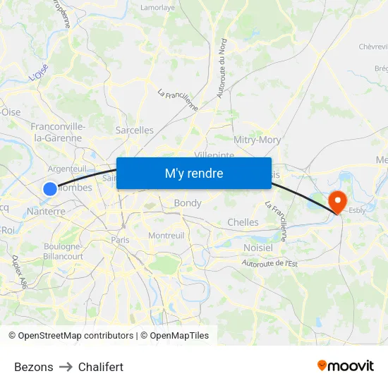 Bezons to Chalifert map