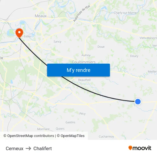 Cerneux to Chalifert map