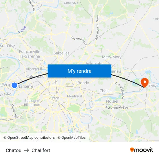 Chatou to Chalifert map