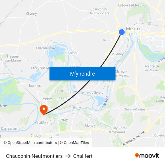 Chauconin-Neufmontiers to Chalifert map