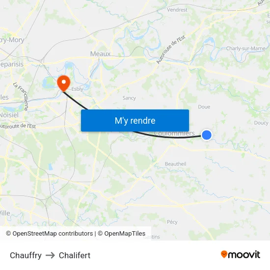 Chauffry to Chalifert map
