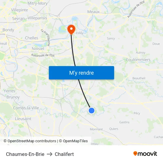 Chaumes-En-Brie to Chalifert map