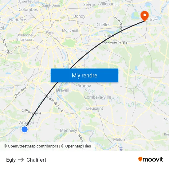 Egly to Chalifert map
