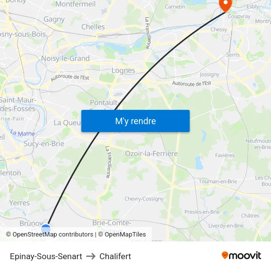 Epinay-Sous-Senart to Chalifert map