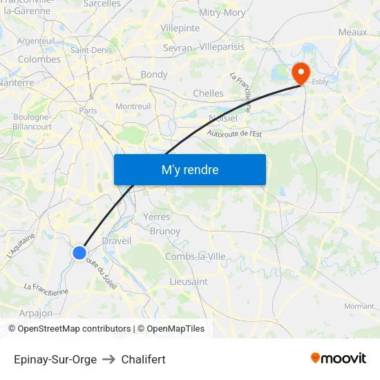 Epinay-Sur-Orge to Chalifert map