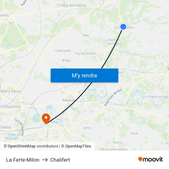 La Ferte-Milon to Chalifert map