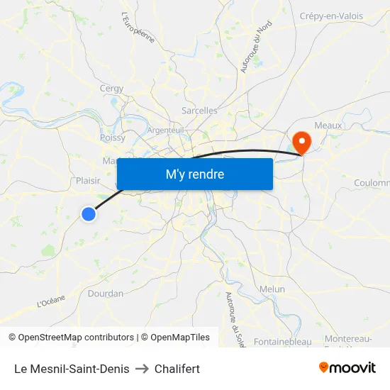 Le Mesnil-Saint-Denis to Chalifert map