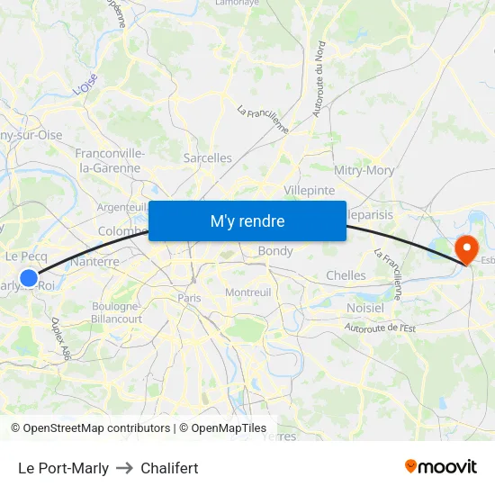 Le Port-Marly to Chalifert map