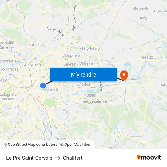 Le Pre-Saint-Gervais to Chalifert map