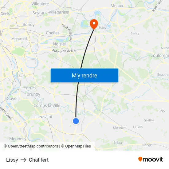 Lissy to Chalifert map