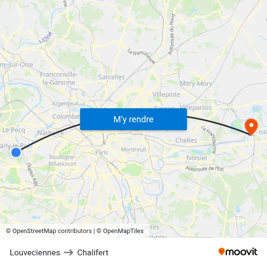 Louveciennes to Chalifert map