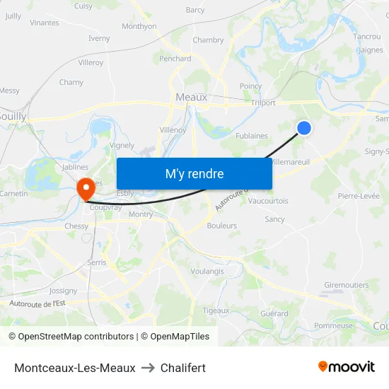 Montceaux-Les-Meaux to Chalifert map