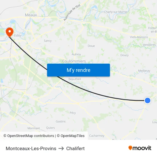 Montceaux-Les-Provins to Chalifert map