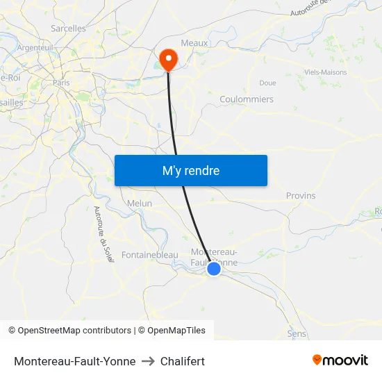 Montereau-Fault-Yonne to Chalifert map
